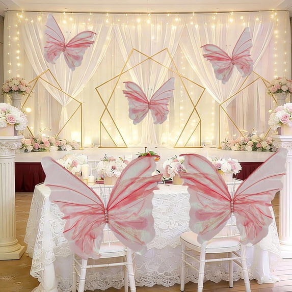 Outdoor Butterfly Decorations - 3D Mesh Butterflies for Garden Wedding Party Decor, Standing Hanging DIY Romantic Backyard Decor