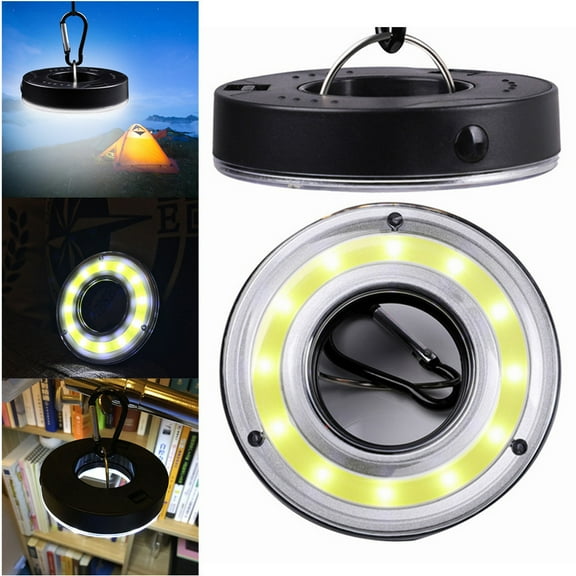 Outdoor COB LED Camping Lamp | Tent Hook Lantern | 10W White Light | IP65 Waterproof | Battery Powered | Portable Plastic Design | 8.9cm x 2cm | For Hiking Fishing Emergency