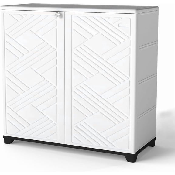 Outdoor Cabinet, White 34x15x34in - Space-Saving Resin Shed for Balcony Corner & Entrance Organization(White)