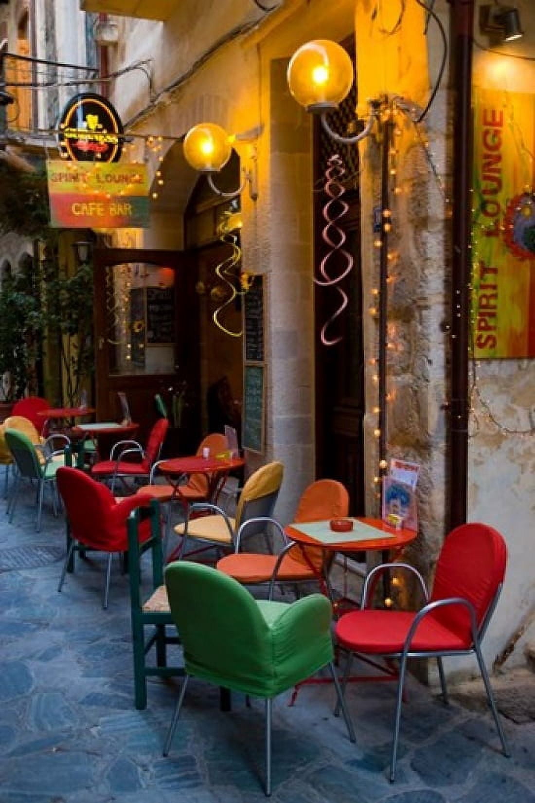 Outdoor Cafe Seating Chania Crete Greece Canvas Art - Darrell Gulin DanitaDelimont (23 x 34)