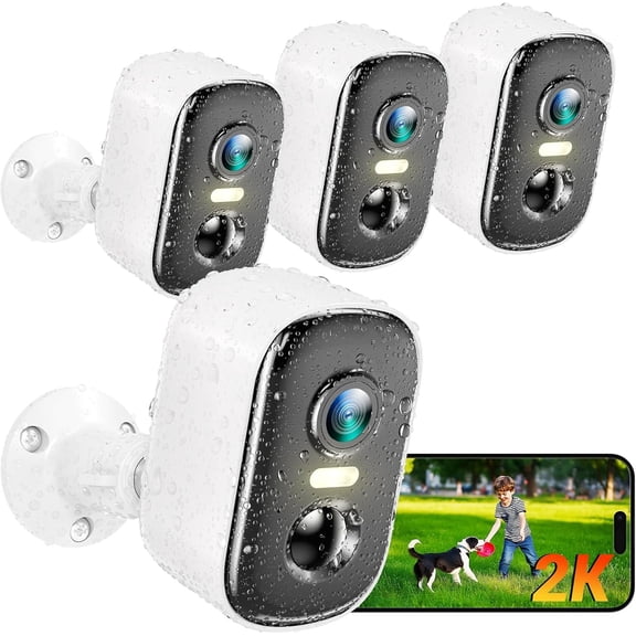 Outdoor Camera , WiFi Cameras for with AI Motion Detection, Color Night Vision, Siren , 2-Way Talk, IP66 , Cloud/SD Storage (4 )