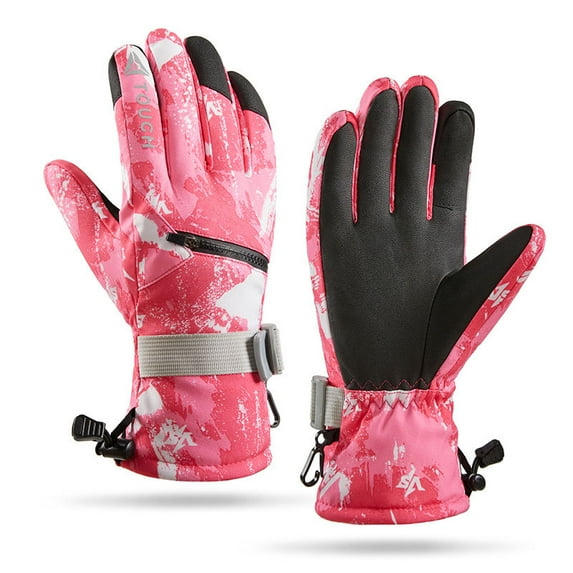 Outdoor Camouflage Skiing Gloves - Winter Cold proof, Wind proof, Splash proof, Touchscreen Riding Warm Sports Gloves - Camouflage Pink L