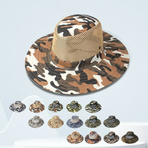 Outdoor Camouflage Sun Hat Breathable Western Style Cowboy Fishing Sunshade Cap