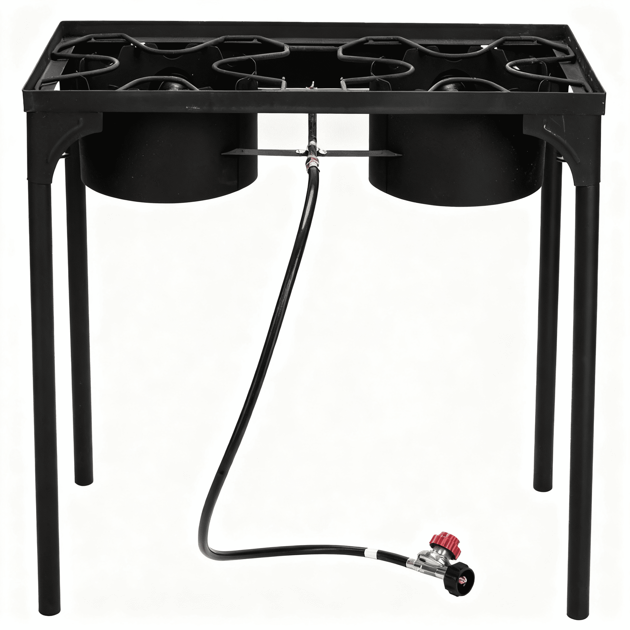 Outdoor Camp Stove High Pressure Propane Gas Cooker Portable Cast Iron Patio Cooking Burner (Double Burner 150000-BTU)