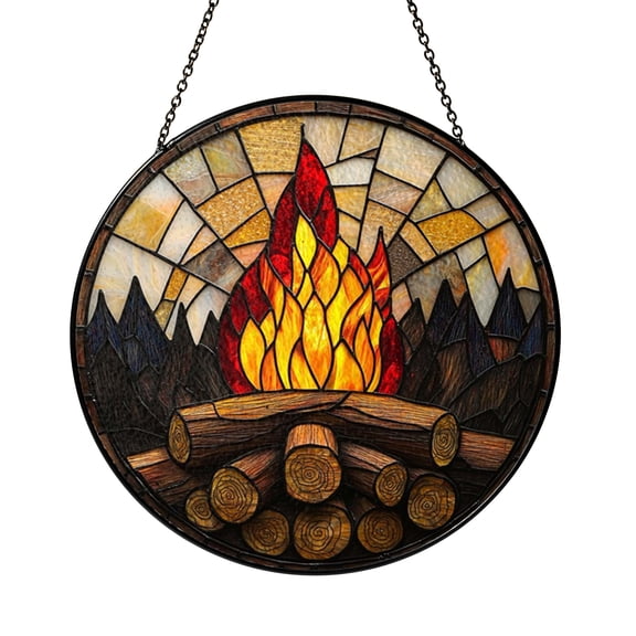 Outdoor Campfire Scene Window Hanging – Glass Style Art1901