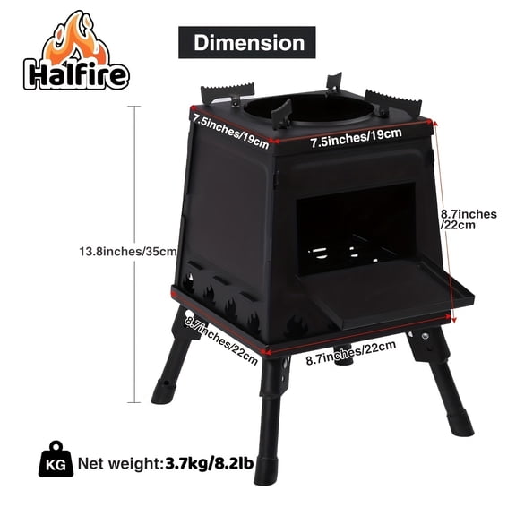 Outdoor Camping 1pc Wood Burning Camping Stove, Portable Iron Camping Wood Stove, Black Wood Stove With Suitcase For Backpack Outdoor Cooking