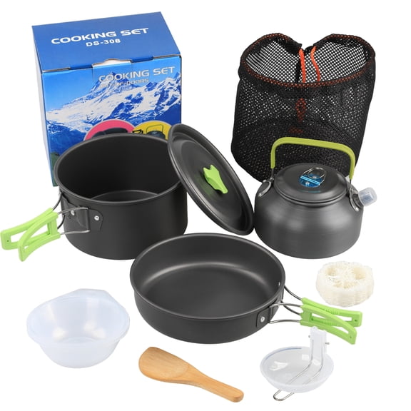 Outdoor Camping Cookware & Kettle Set DS-308 | Lightweight Aluminum Portable Cooking Kit for Backpacking