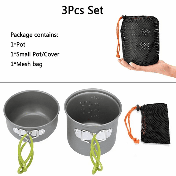 Outdoor Camping Cookware Set Lightweight Hard Anodized Aluminum Alloy Pot Pan Set for Hiking Backpacking Camping Outdoor Cooking
