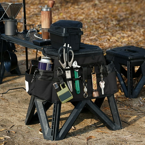 Outdoor Camping Folding Chair with Carry Handle | Portable Foldable Stool for Adults | 1-Pack Black or Khaki Chair for BBQ Fishing & Travel