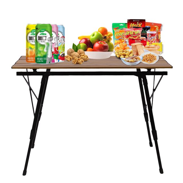 Outdoor Camping Folding Table Adjustable Height Card Table for Grill Aluminum Alloy BBQ Picnic