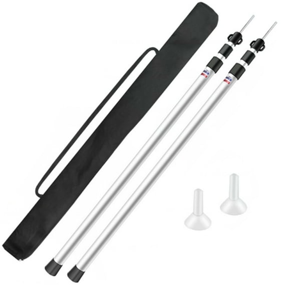 Outdoor Camping Hiking Adjustable Telescoping Aluminum Alloy Tarp Poles Silver 2Pcs Adjustable Aluminum Alloy Camping Tarp 90" Telescoping Tent Canopy Poles Tent Poles Adjustable Tarp Poles Set