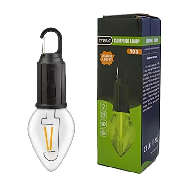 Outdoor Camping LED Hanging Bulb Light Portable Emergency Lamp USB Type C Charging Tent Light Durable Retro Style Tungsten Wire Design