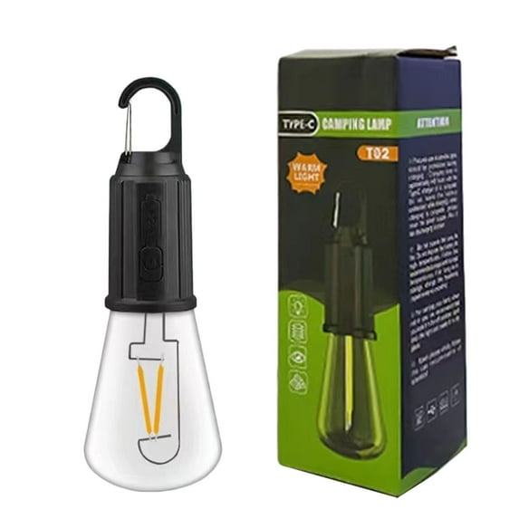 Outdoor Camping LED Hanging Bulb Light Portable Emergency Lamp USB Type C Charging Tent Light Durable Retro Style Tungsten Wire Design