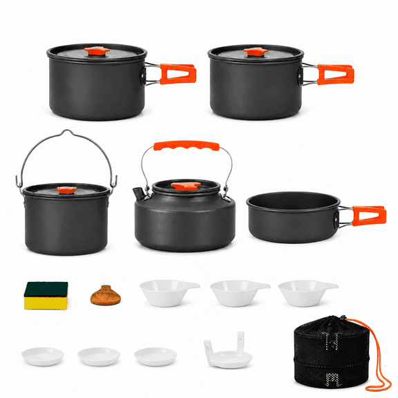 18PCS Generic Aluminum Alloy Camping Mess Kits