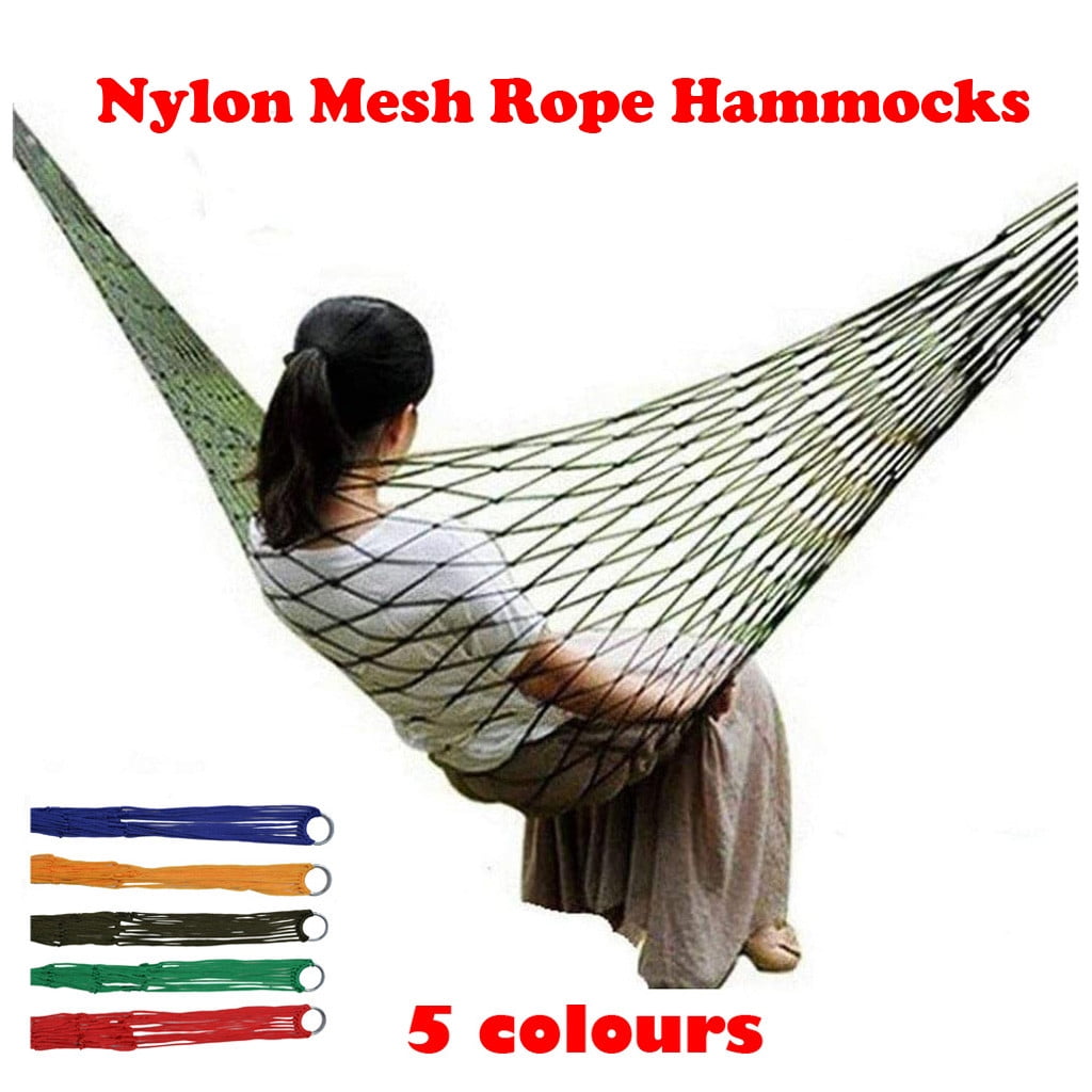 Outdoor Camping Portable Hammocks Comfortable Hanging Nylon Mesh Rope