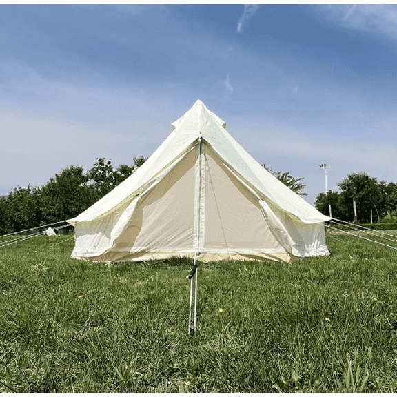 Outdoor Camping Pyramid Indian Tent 4M Oversized Waterproof Heavy-Duty Cotton Fabric Luxury Glamping Tent for Family Trips, Friends Gatherings, Parties & Picnics