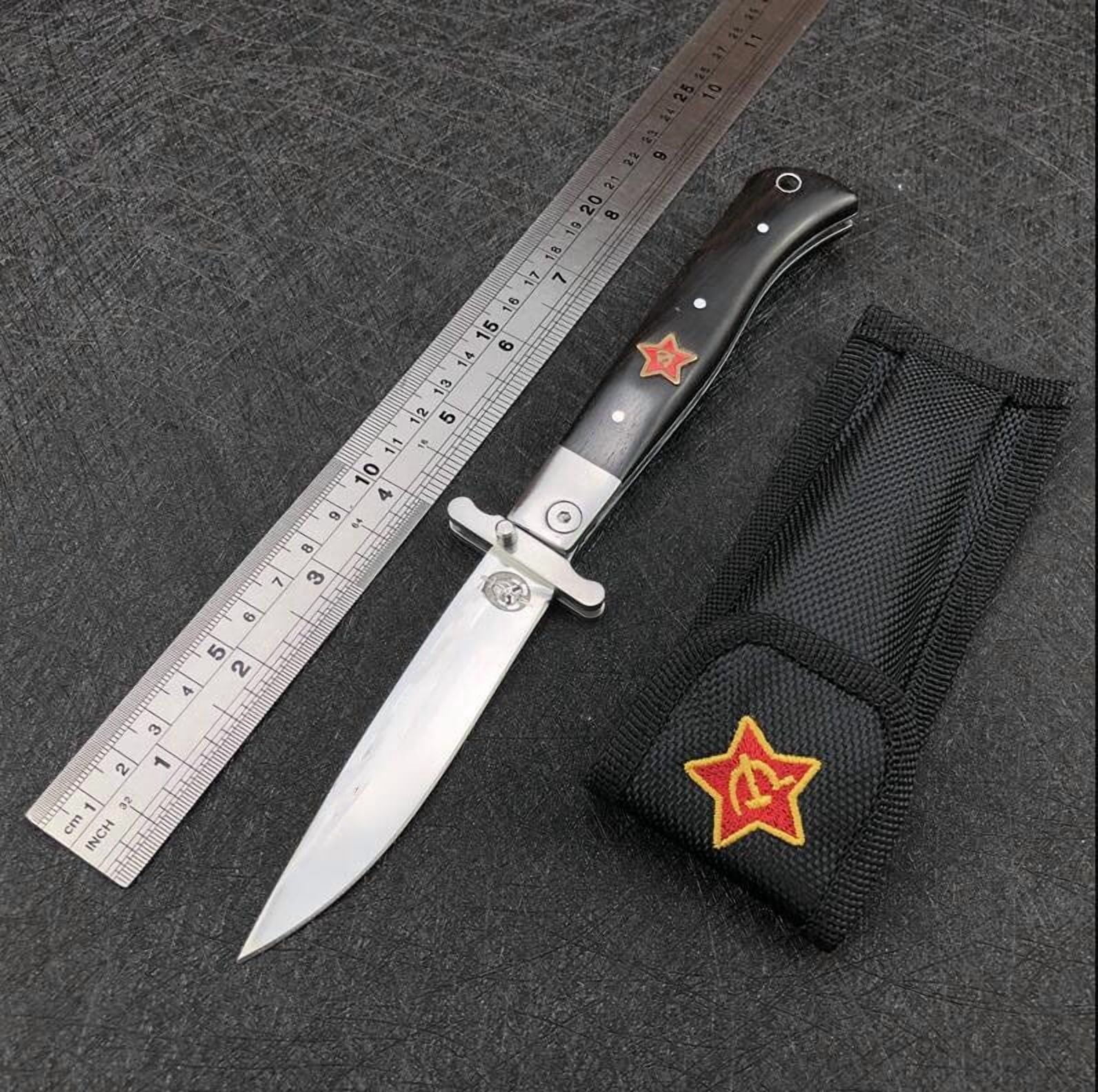 Outdoor Camping Russian Finka NKVD KGB Wit EDC Manual Folding Pocket Knife Black and White Resin Handle 440C Mirror Blade knives