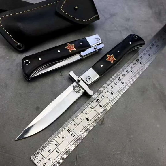 Outdoor Camping Russian Finka NKVD KGB Wit EDC Manual Folding Pocket Knife Black and White Resin Handle 440C Mirror Blade knives