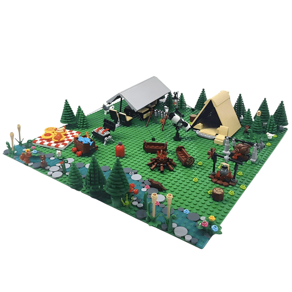 Outdoor Camping Scene Mini Building Blocks, Forest Campsite Display Model, Creative Birthday Gift, Home Office Table Centerpiece