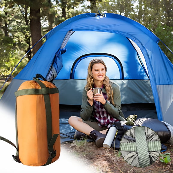 Outdoor Camping Sleeping Bag Compression Sack - Durable Silicone Storage Bag for Blankets, Clothes, and Gear - Water-Resistant and Breathable orange