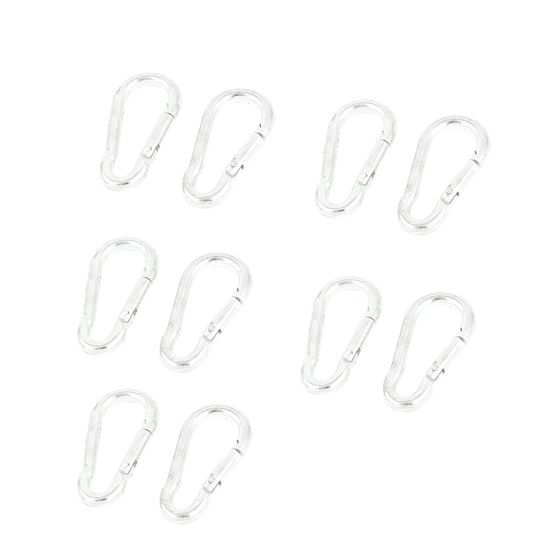 Outdoor Camping Spring Loaded Carabiners Clips Hooks Silver Tone ...