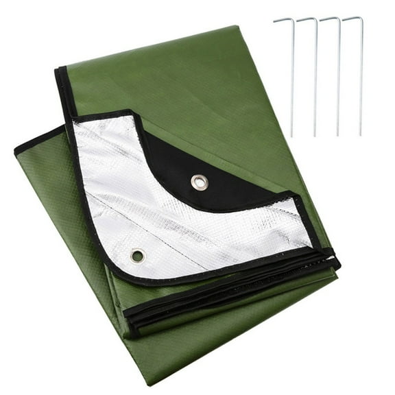 Outdoor Camping Survival Blanket Insulated Thermal Reflective Tarp 82.7X59.1Inch Green