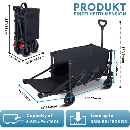 Outdoor Camping Trailer with Detachable Wheels Portable Folding Multi-Functional Travel Trailer with Tailgate Extension, Ideal for Outdoor Camping and Grocery Shopping