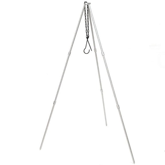 Outdoor Camping Tripod Hanging Rack Picnic Barbecue Bracket Black Silver