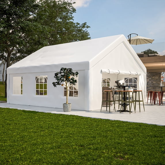 Thanaddo 20'x 20' Outdoor Party Tent with Rollable Sides, Heavy Duty Steel Frame, White