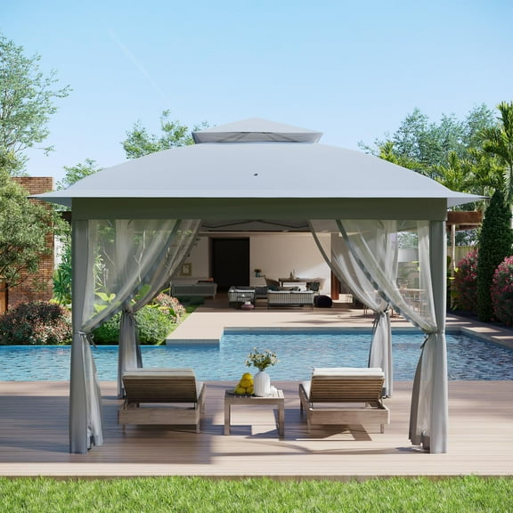 Outdoor Canopy Tent with Mosquito Netting, 11 ft for Patio, Outdoor Gazebo with Portable Carrying Bag