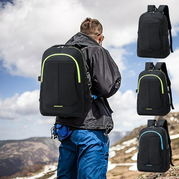 Outdoor Canvas Backpack | Large Capacity Travel Commuter Bag | Water-Resistant | Ergonomic Straps | Laptop & Organizer Compartments | 44x32x14cm | 1 Pack | Black Green Blue