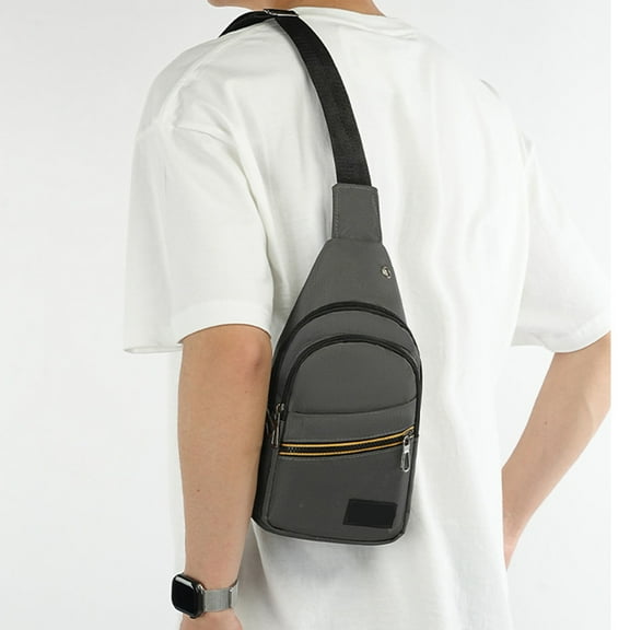 Outdoor Canvas Chest Sling Bag | Thickened Zipper Messenger Crossbody Backpack | Large Capacity Multi-Compartment Shoulder Bag | Adjustable Strap | Gray-Black-Blue-Khaki | 30x17x6cm | 1pc