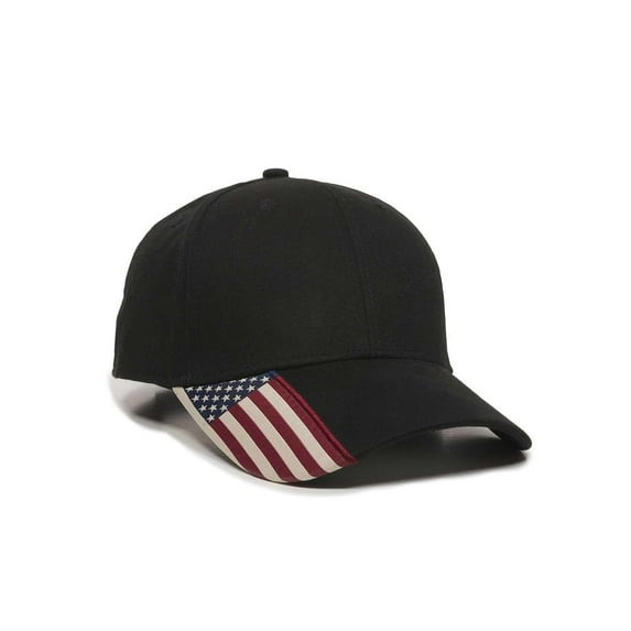 Outdoor Cap 00885792771082 Twill Hat with Flag Visor, Black - One Size