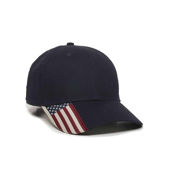 Outdoor Cap 00885792771112 Twill Hat with Flag Visor, Navy - One Size