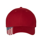 Outdoor Cap 00885792771129 Twill Hat with Flag Visor, Red - One Size