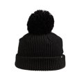 thumbnail image 1 of Outdoor Cap Black Oversized Pom Beanie – Cold-Weather Knit Hat with Cuff, One Size, Acrylic, 1 of 4
