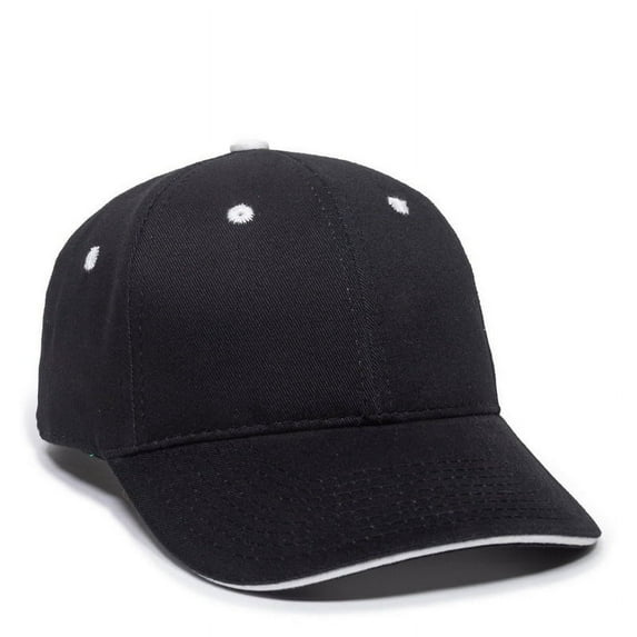 Outdoor Cap Brushed Twill Sandwich Visor Cap, Black & White - One Size