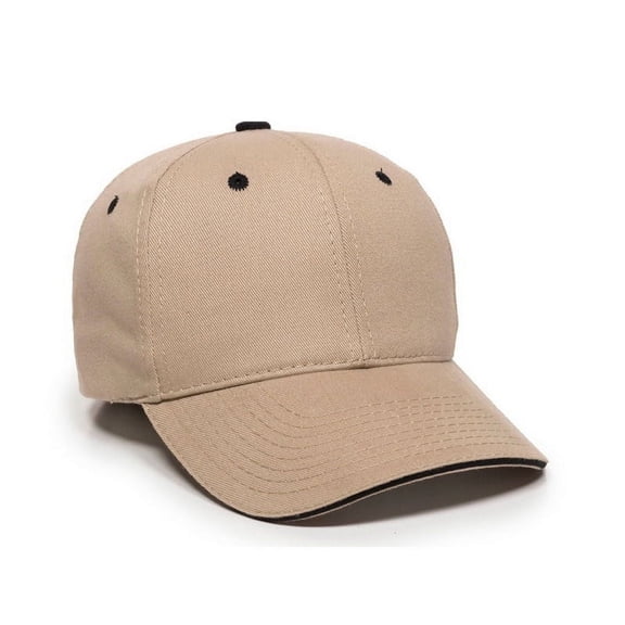 Outdoor Cap Brushed Twill Sandwich Visor Cap, Khaki & Black - One Size