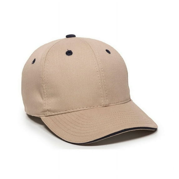 Outdoor Cap Brushed Twill Sandwich Visor Cap, Khaki & Navy - One Size