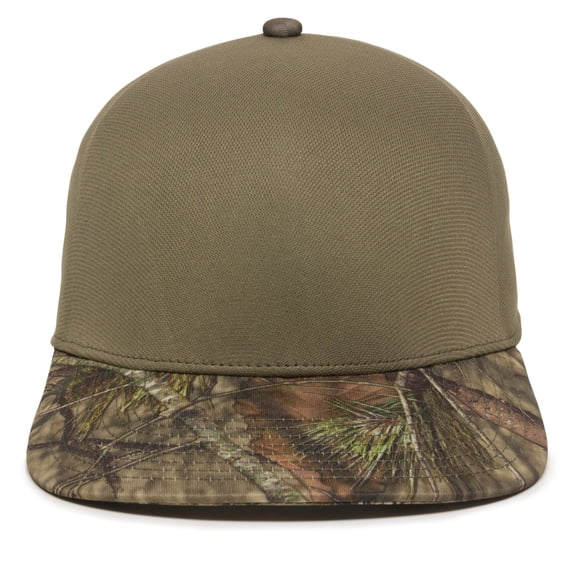 Outdoor Cap Camo Brim Baseball Hat – High Profile Structured Hunting Cap, Adjustable Snapback, One Size, Green