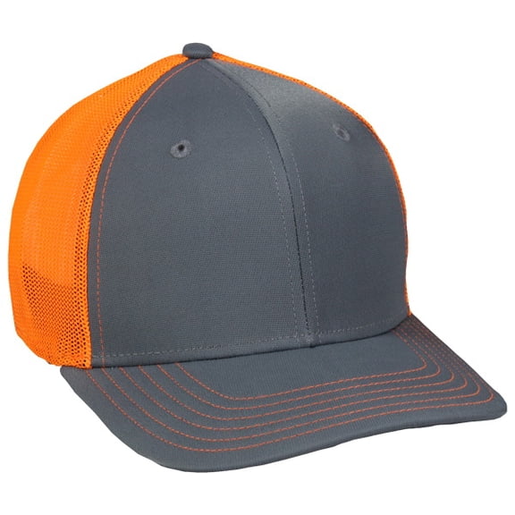 Outdoor Cap CT120M Extra-flexible Slight Pre-curved Visor Cap-Graphite/Neon Orange-L/XL