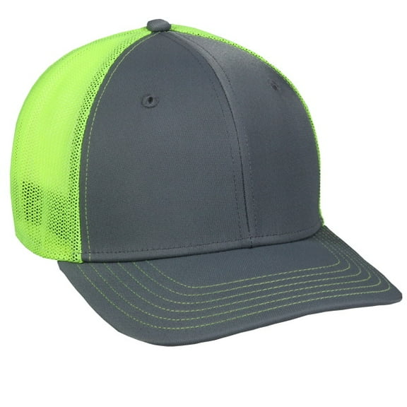 Outdoor Cap CT120M Extra-flexible Slight Pre-curved Visor Cap-Graphite/Neon Yellow-M/L