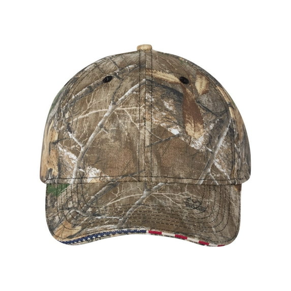 Outdoor Cap Camo with Flag Sandwich Visor Cap