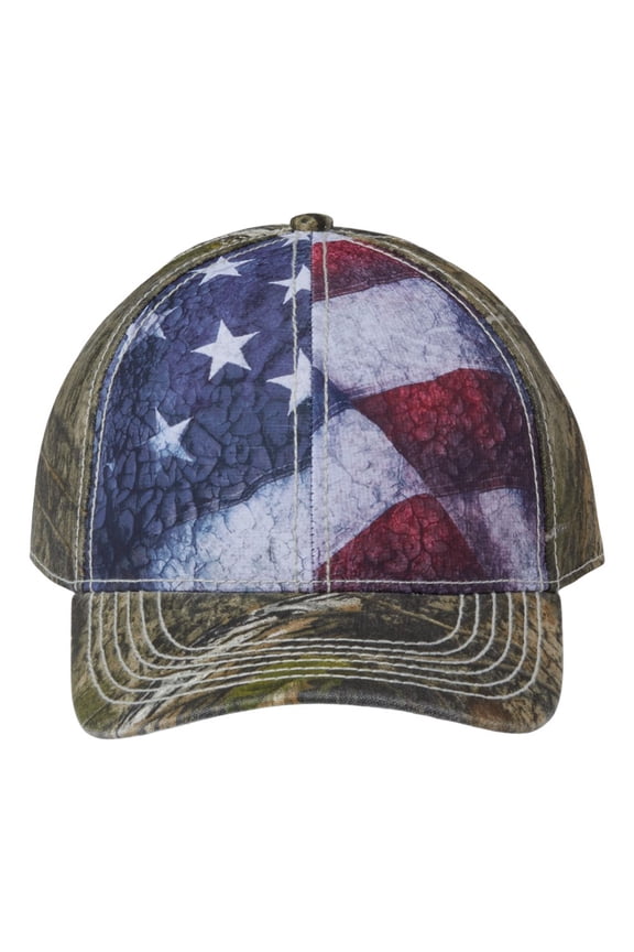 Camo with Flag Sublimated Front Panels Cap