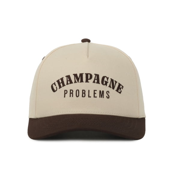 Outdoor Cap Champagne Problems Cap Natural Front, Brown Visor, Mid Profile Cotton Twill, One