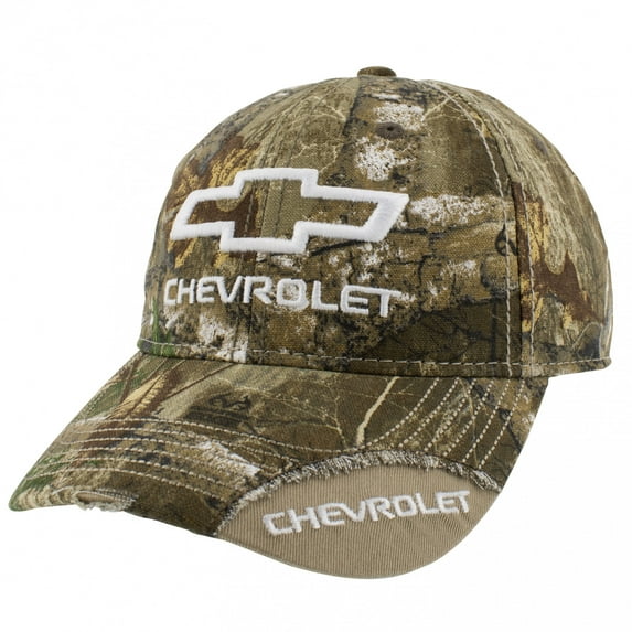 Chevrolet Wedge 3D Embroidered Bow Tie Text Logo Realtree Camo Adjustable Hat