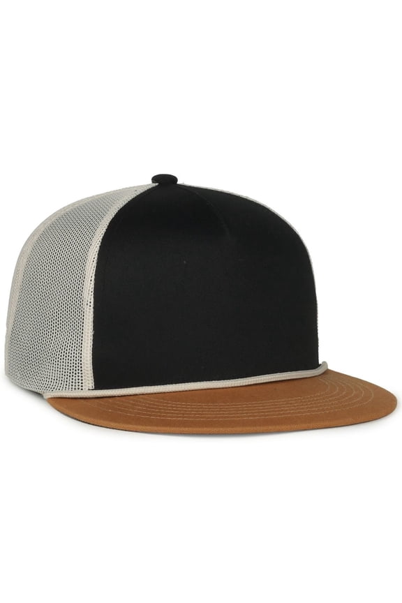 FFA-510HP FFA® 5-Panel Mesh Back Cap-Black-Stone-DUK