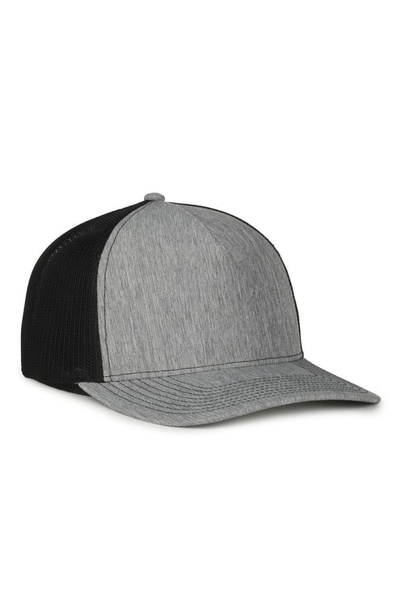 FFA-571 FFA® Premium 5-Panel Trucker Cap-LN-Heathered-Grey-Black
