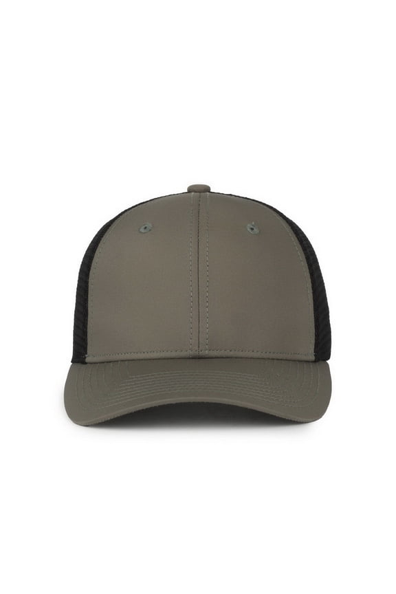 FLX672M-E Structured Pro Round Crown Cap, 100% recycled RPE visor-Olive/Black
