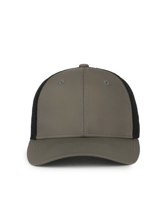 FLX672M-E Structured Pro Round Crown Cap, 100% recycled RPE visor-Olive/Black